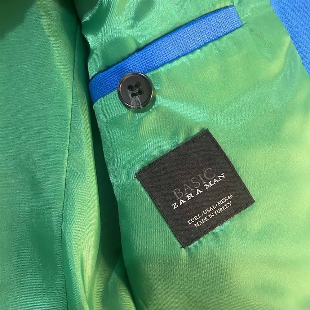 Zara Men’s Basic Blue Two Button Blazer Jacket Si… - image 6